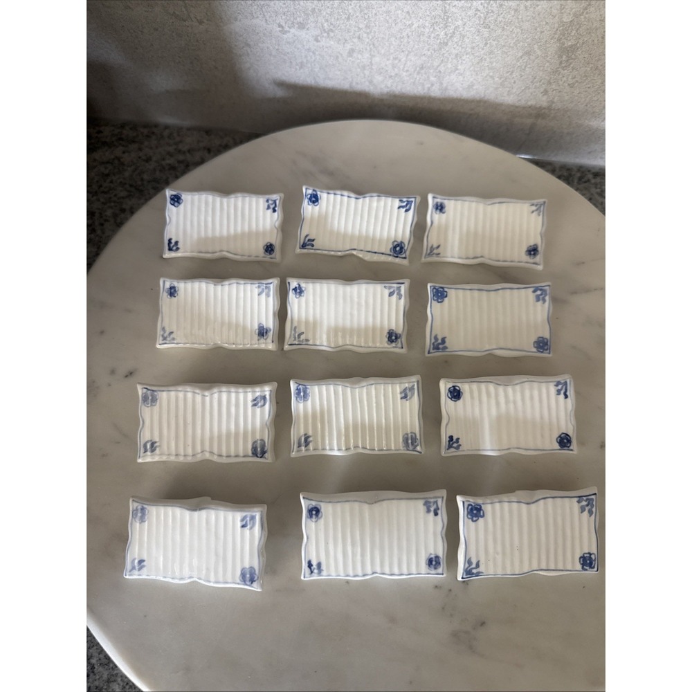 Set Of 12 Vintage Porcelain Place Card Holders Made in the Philippines
